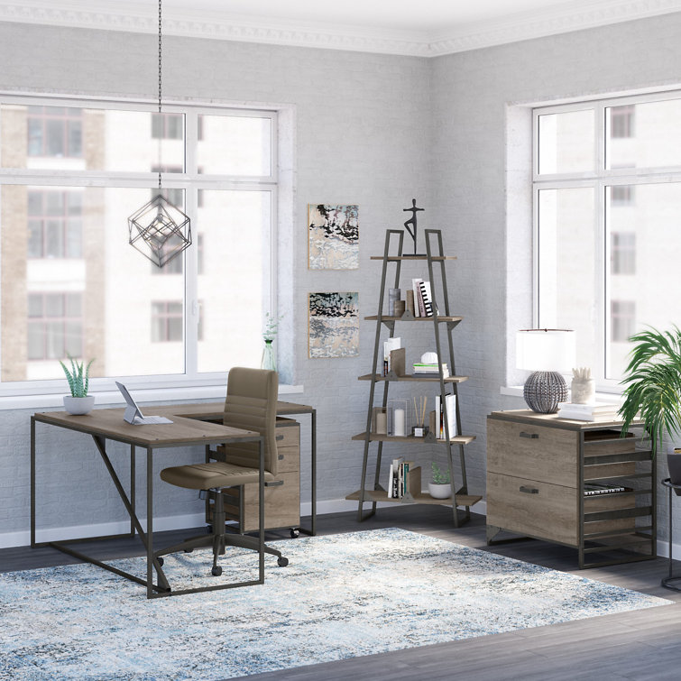 Bush Furniture Refinery Collection Executive Desk Office Set with Chair